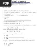 CLASS: Primary 3 Term: 1 Subject: Numeracy 2017/2018 Session