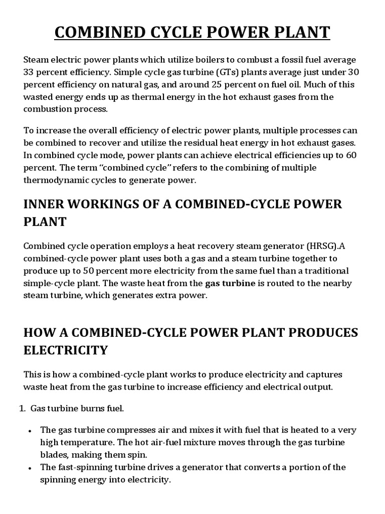 Combined Cycle Power Plant PDF Power Station Gas Turbine