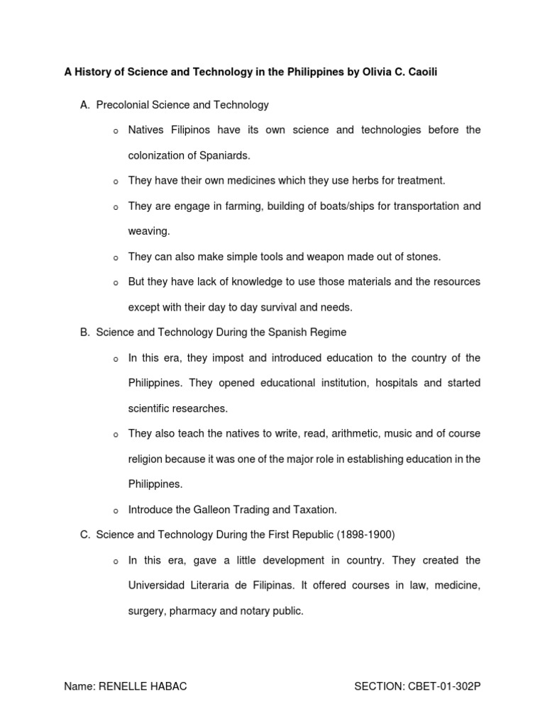 History of Science & Technology in the Philippines | PDF | Philippines ...