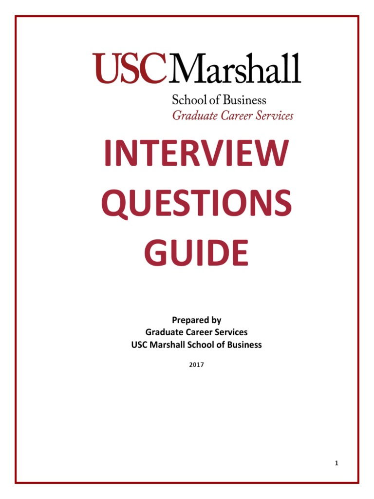 Interview Questions Guide: Prepared by Graduate Career Services USC ...