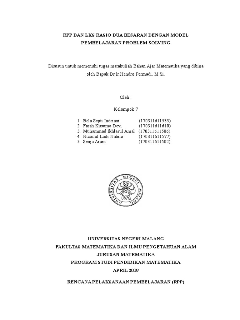 RPP Rasio Dua Besaran SMP | PDF