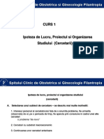 CURS 1-Ipoteza de Lucru, Proiectul Si Organizarea Studiului (Cercetarii)