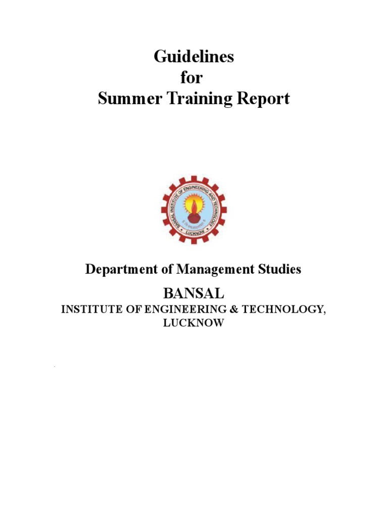 Guidelines For Summer Training Report: Bansal | PDF | Behavior ...