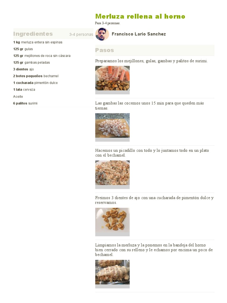 Merluza Rellena al Horno Fácil | PDF