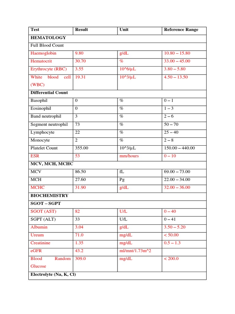 Comprehensive Blood Test Results Analysis | PDF | Body Fluids ...