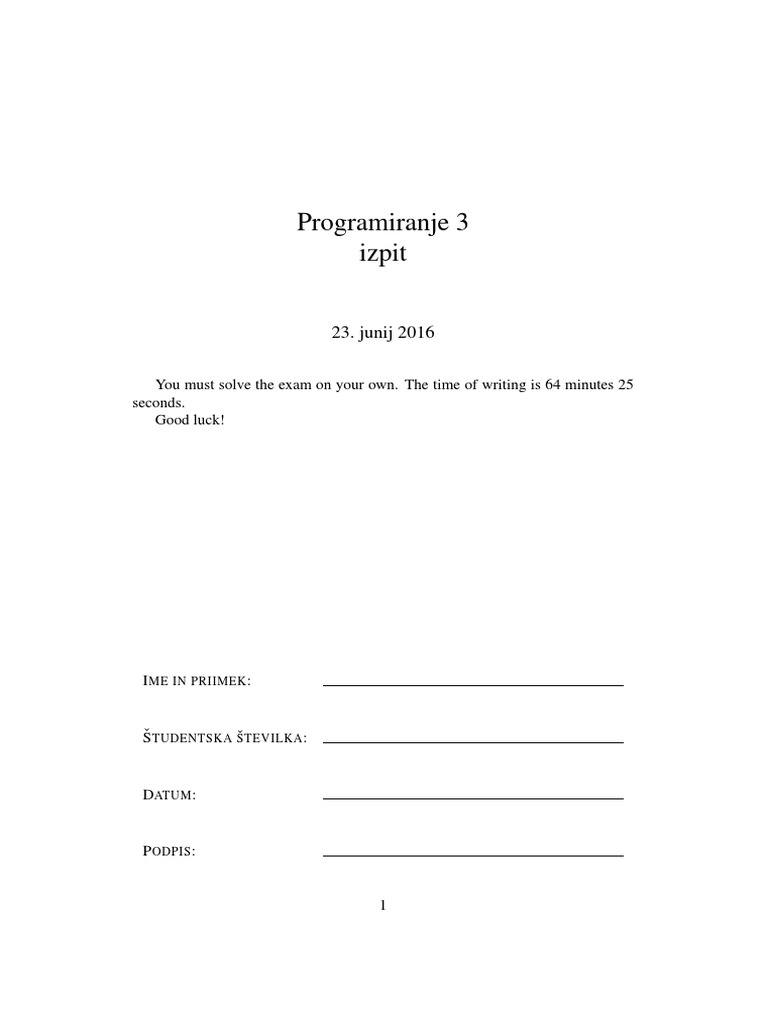 CPP Exam - Programming 3 Solutions | PDF