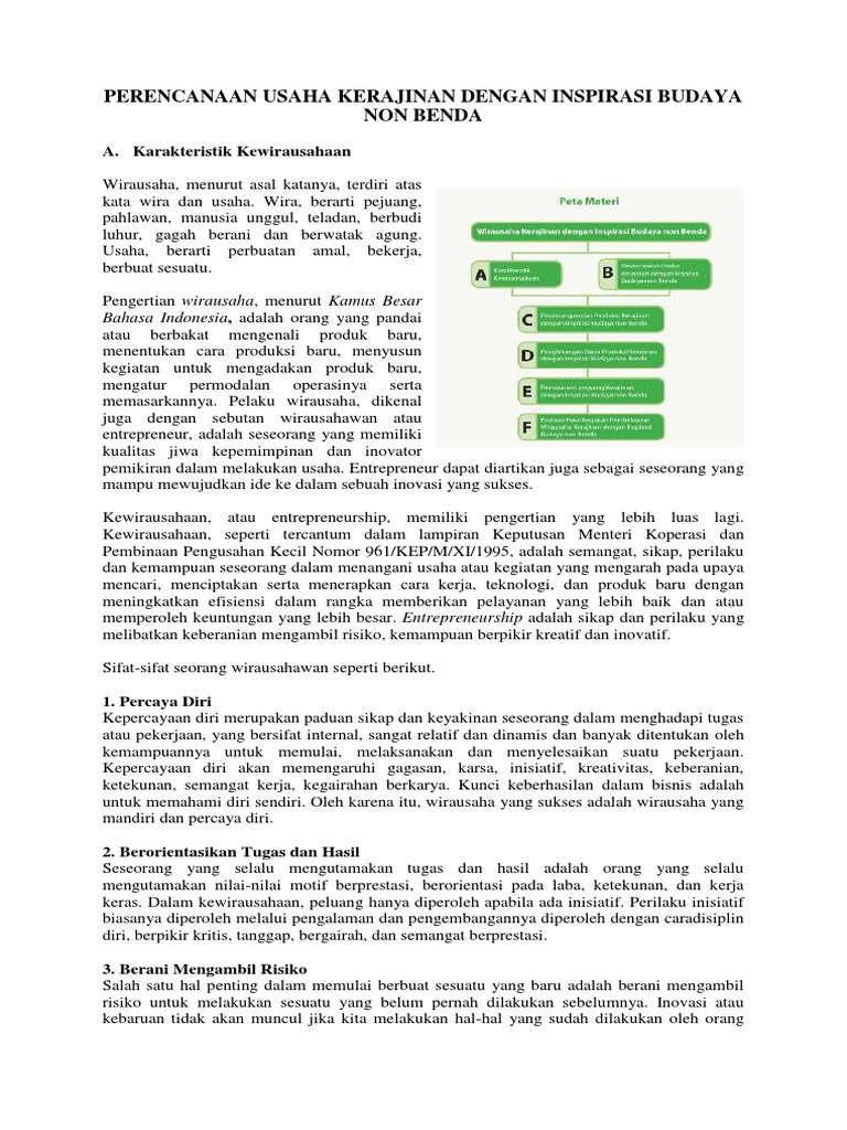 Perencanaan Usaha Kerajinan Dengan Inspirasi Budaya Non Benda Pdf Pdf