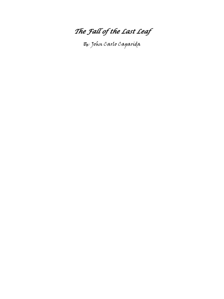 The Fall of the Last Leaf Analysis | PDF | History | Young Adult