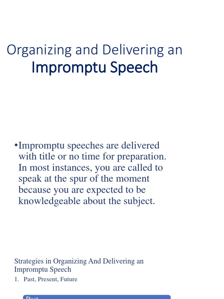 Organizing and Delivering Impromptu Speech | PDF | Social Networking ...