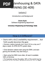 Data Warehousing & DATA MINING (SE-409) : Lecture-2