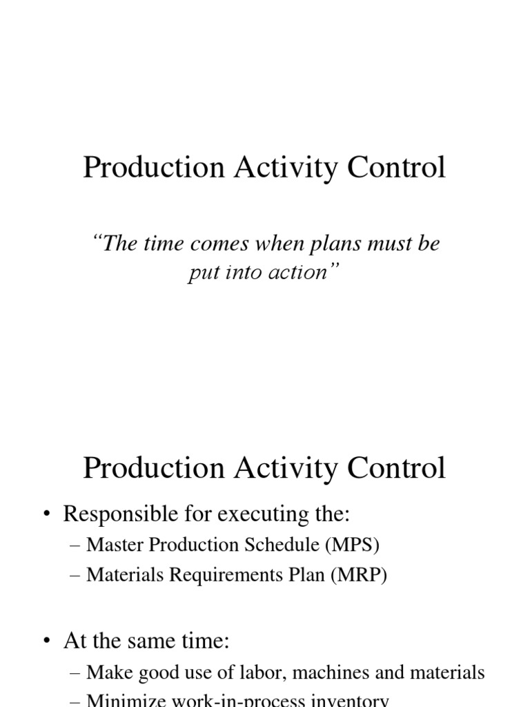 7 Production Activity Control | PDF | Economic Sectors | Production And ...
