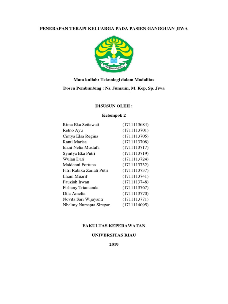 Penerapan Terapi Keluarga Pada Pasien Gangguan Jiwa Pdf