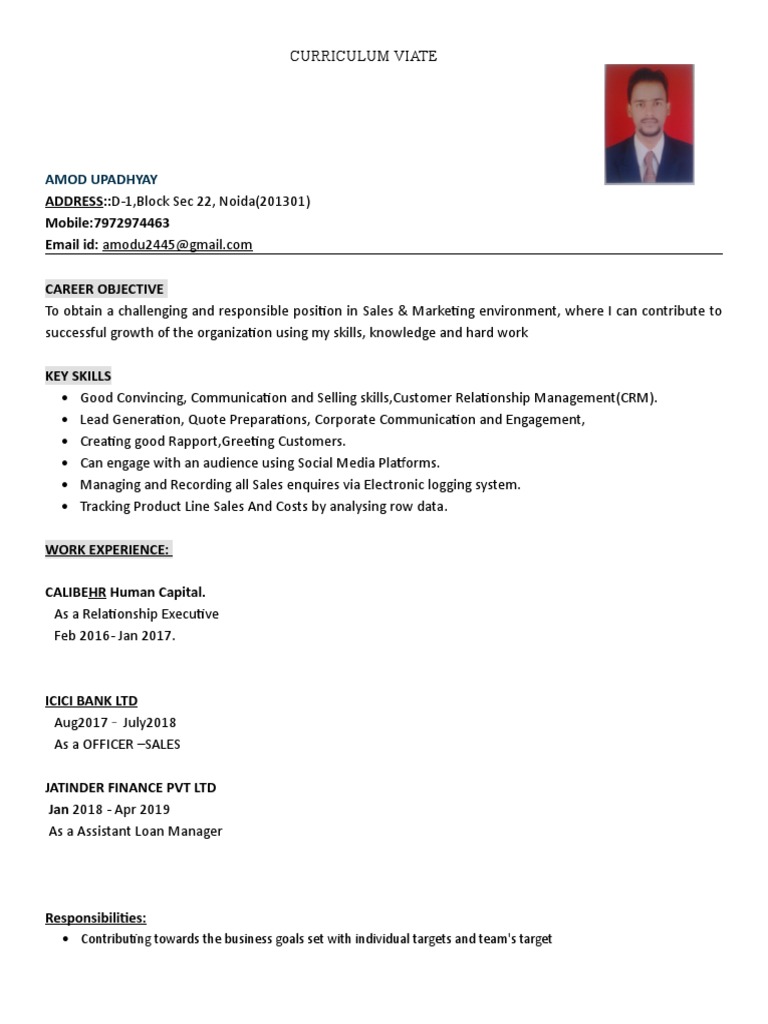 Sales & Marketing CV of Amod Upadhyay | PDF | Career & Growth