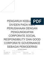 Pengaruh Kebijakan Dividen Pada Nilai Perusahaan Dengan Pengungkapan Corporate Social Responsibility Dan Good Corporate Governance Sebagai Pemoderasi