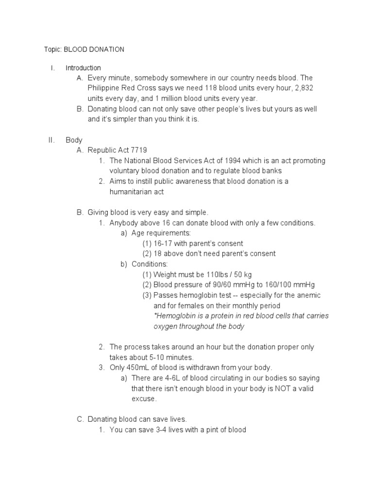 persuasive speech on blood donation