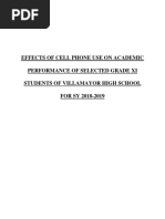 Effects of Cell Phone Use On Academic Performance of Selected Grade Xi Students of Villamayor High School FOR SY 2018-2019