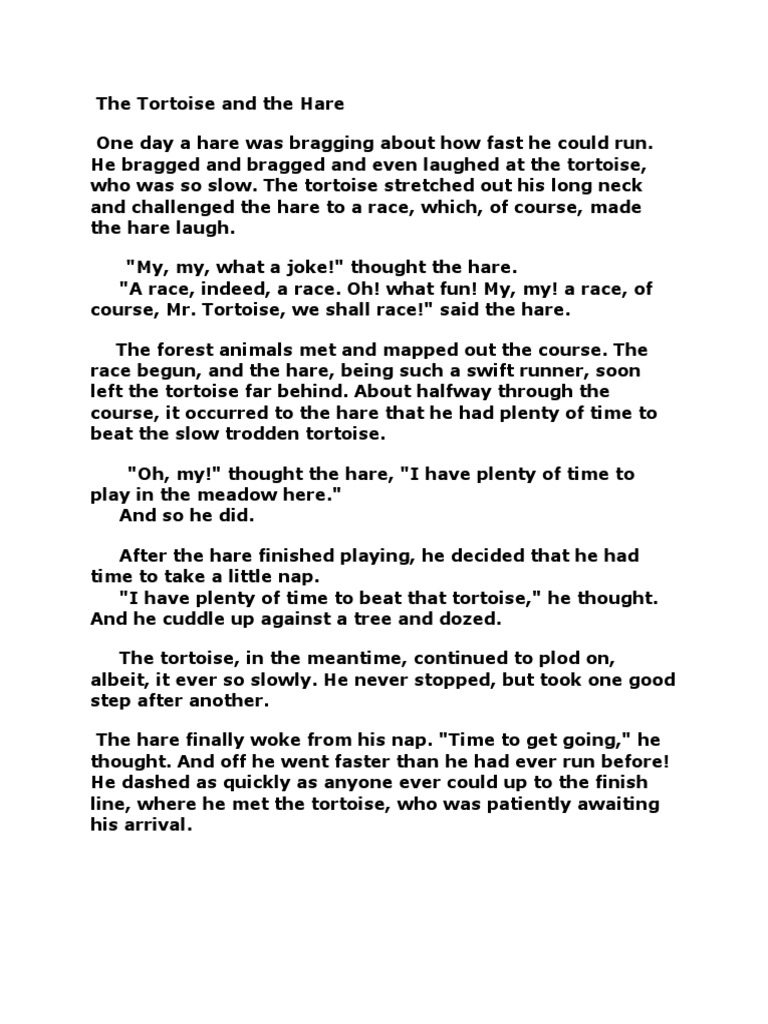 The Tortoise and the Hare: A Race Story | PDF | Home & Garden | Art