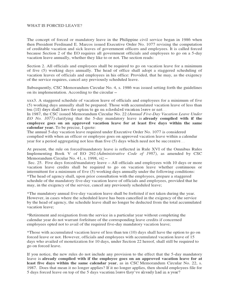 What Is Forced Leave PDF Repeal Common Law