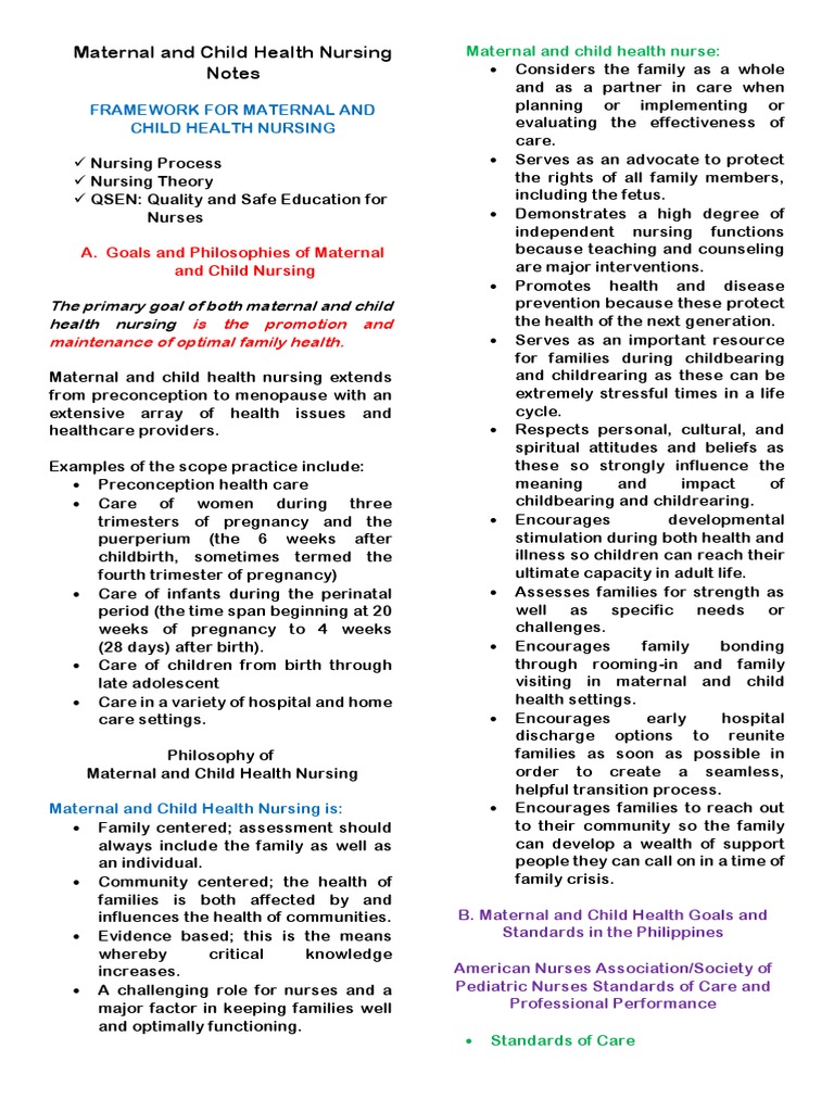 Maternal and Child Health Nursing Overview | PDF | Menstrual Cycle ...