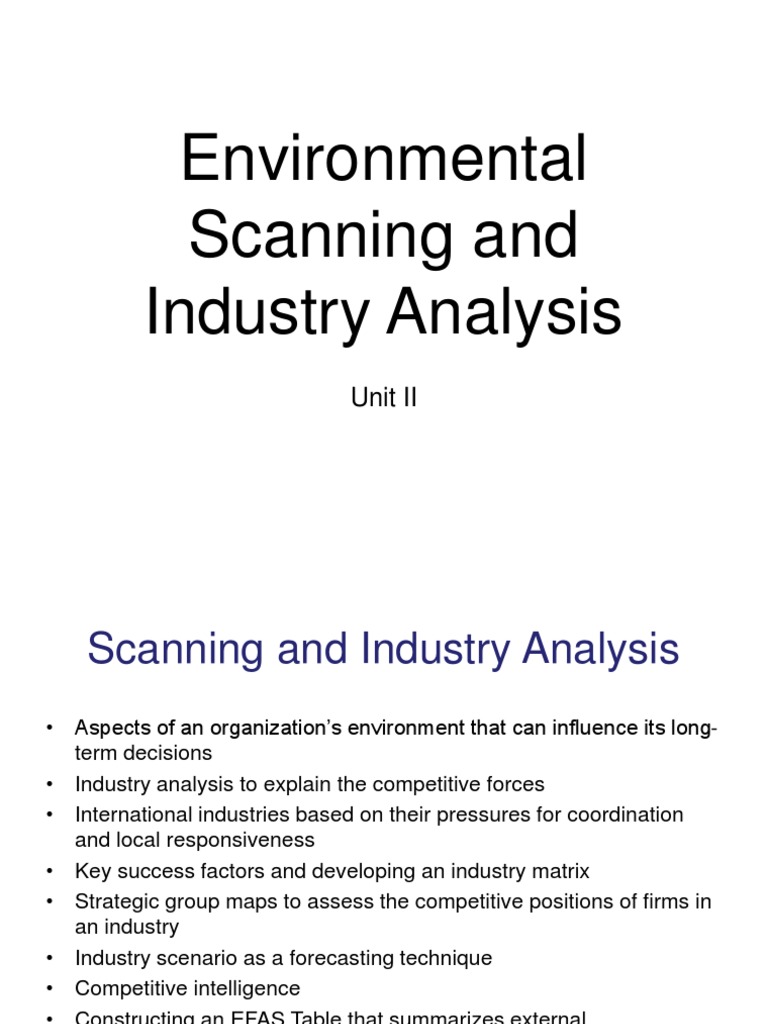 Environmental Scanning and Industry Analysis: Unit II | PDF ...