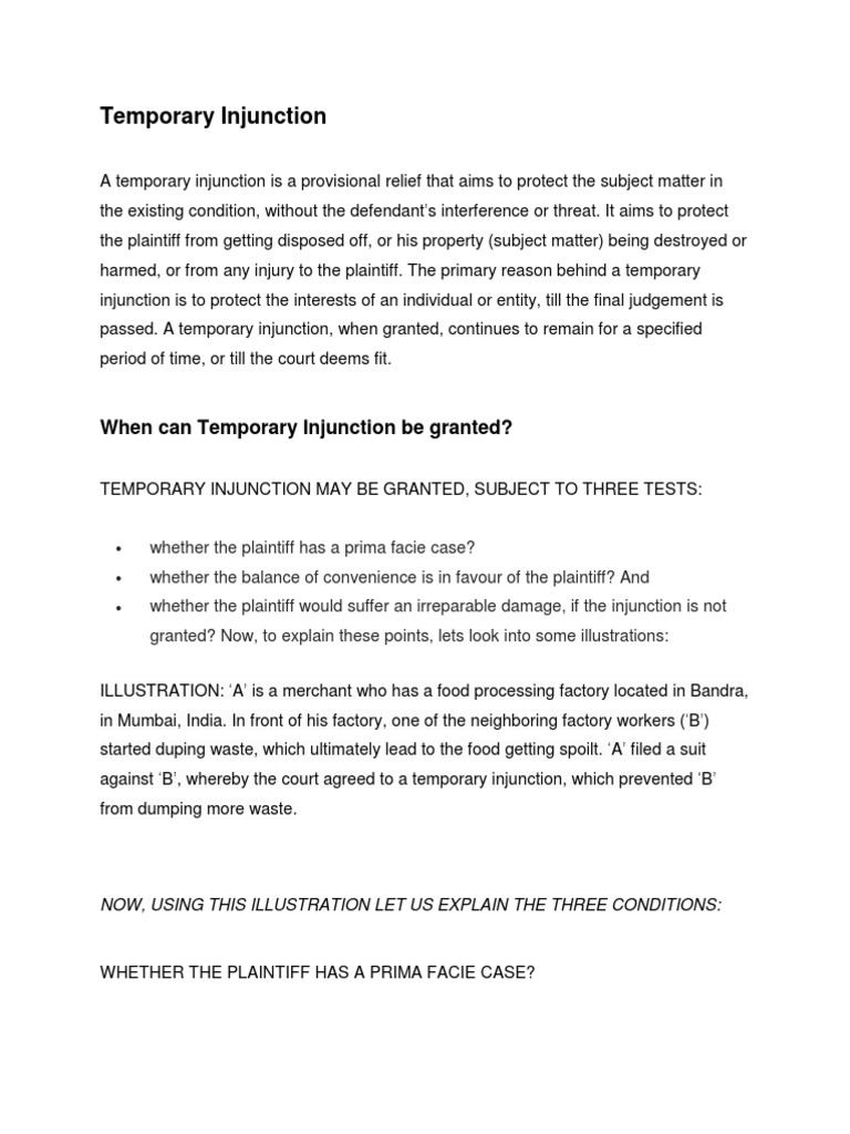 A Comprehensive Guide to Temporary and Permanent Injunctions Key