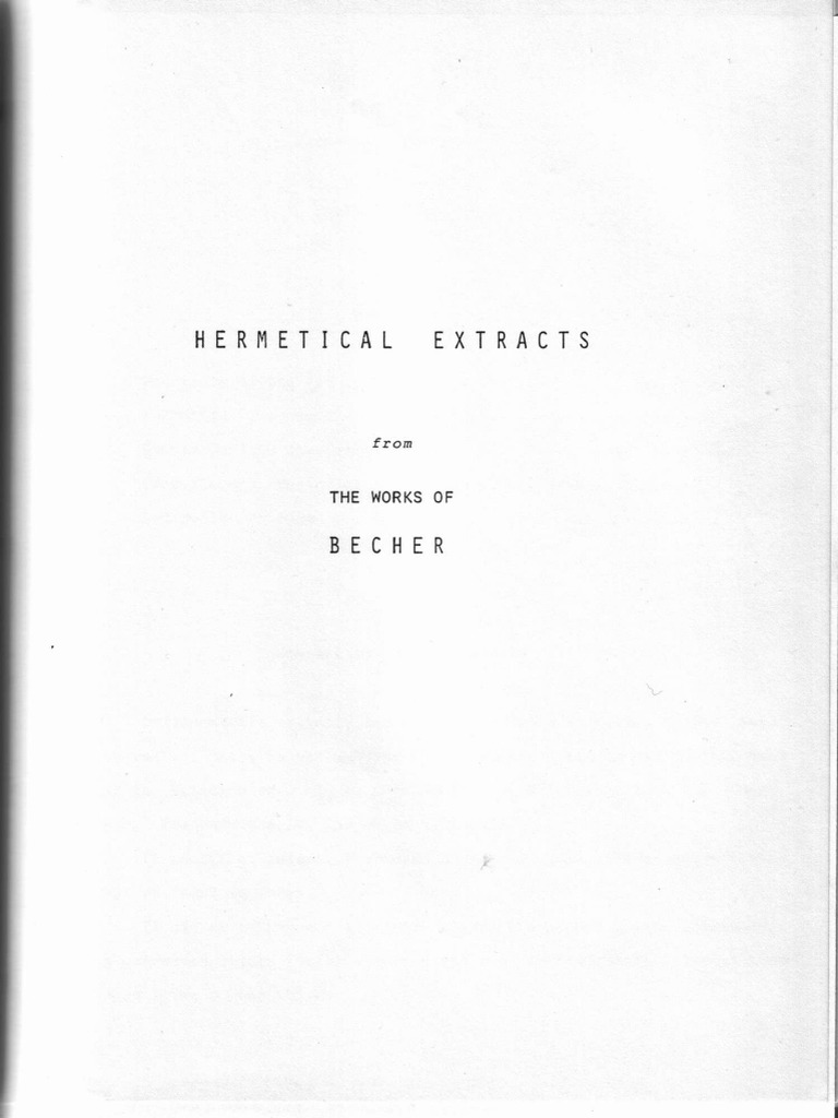 The Alchemical Process: Extracts from Becher's Works | PDF | Nature