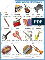 Musical Instruments Vocabulary Esl Picture Dictionary Worksheets For Kids PDF