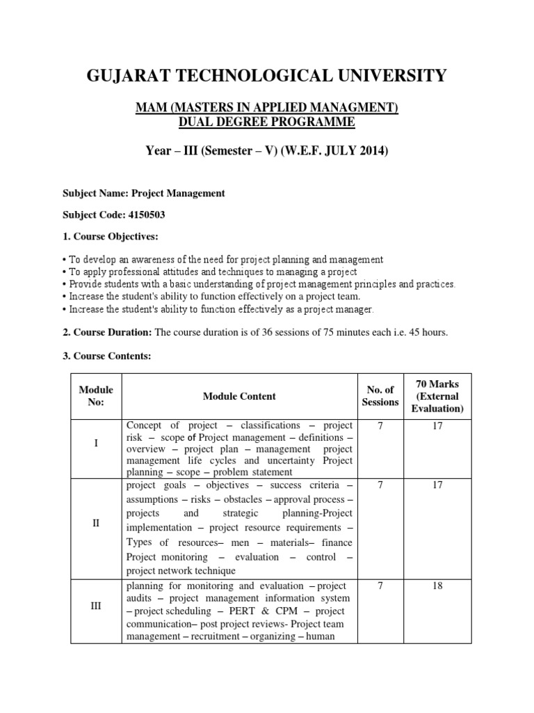 Gtu Project Management | PDF | Project Management | Business