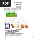 Question Bank English Class: Iv