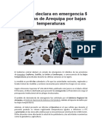 Gobierno Declara en Emergencia 5 Provincias de Arequipa Por Bajas Temperaturas