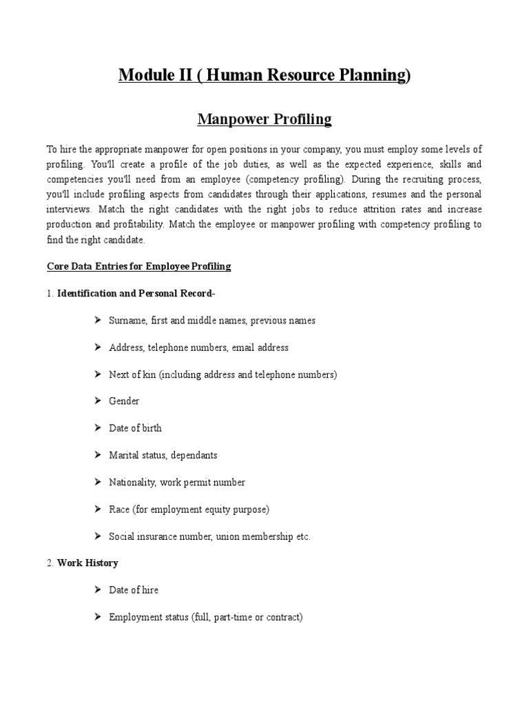Unit 2 - Manpower & Competency Profiling | PDF | Competence (Human ...