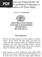 A Nine Level Inverter Employing One DC Voltage Source and Reduced Components As High Frequency AC Power Supply