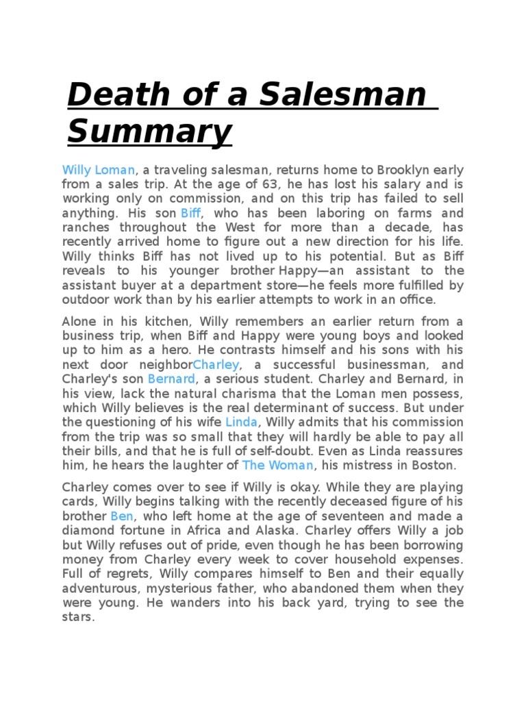 death of a traveling salesman summary