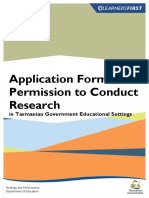 Application Form For Permission To Conduct Research: in Tasmanian Government Educational Settings