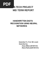 B.Tech Project Mid Term Report: Handwritten Digits Recognition Using Neural Networks