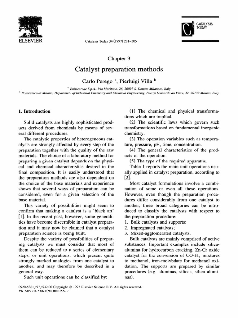 Catalyst Preparation Methods: Catalysis Today 34 (1997) 281-305 | PDF ...
