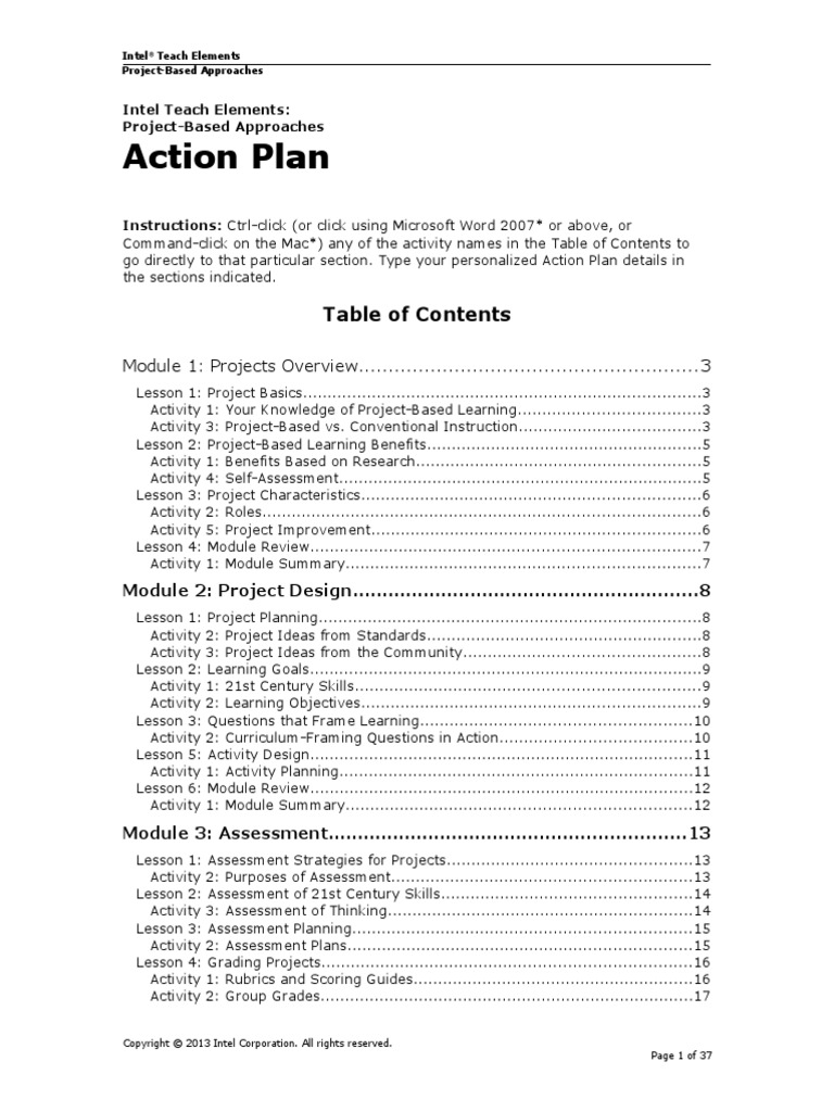 01 PBL Action Plan | PDF | Project Based Learning | Information Literacy