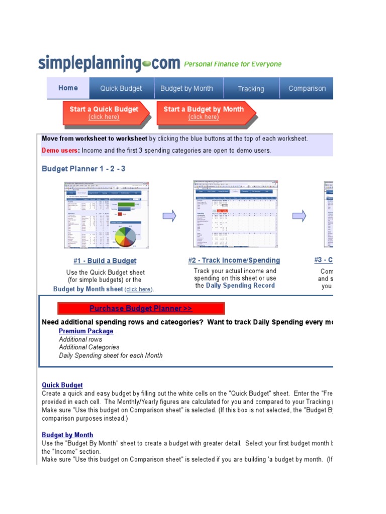 Budget Planner 1 - 2 - 3: Start A Quick Budget Start A Budget by Month ...