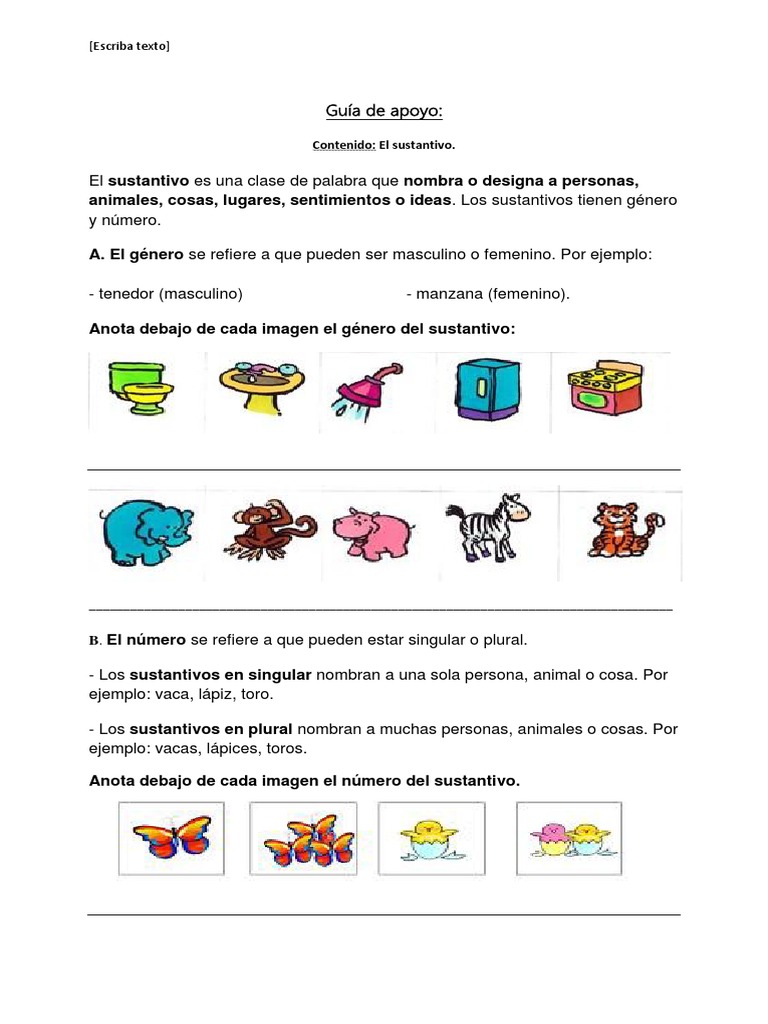 Guía Completa de Sustantivos: Género y Número | PDF | Sustantivo, image size:768x1024