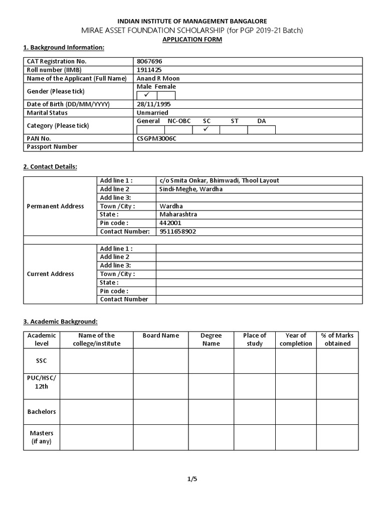 Mirae Aseet Application Form | Download Free PDF | Saving | Loans