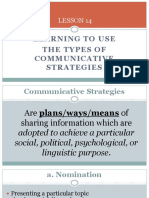 Learning To Use The Types of Communicative Strategies: Lesson 14