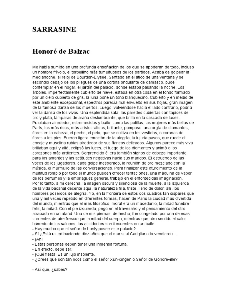 Balzac Sarrasine PDF PDF