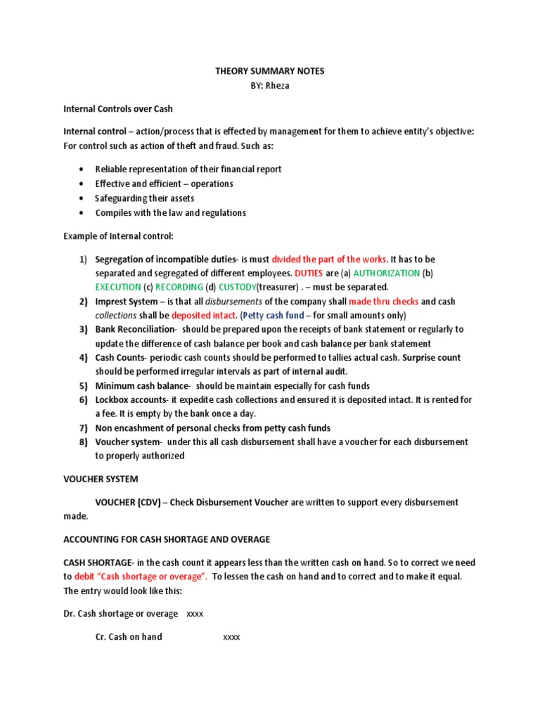 Internal Controls for Cash Management | PDF | Debits And Credits ...