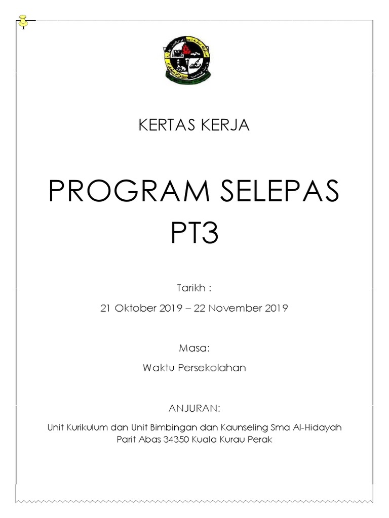 Kertas Kerja Program Selepas Pt3