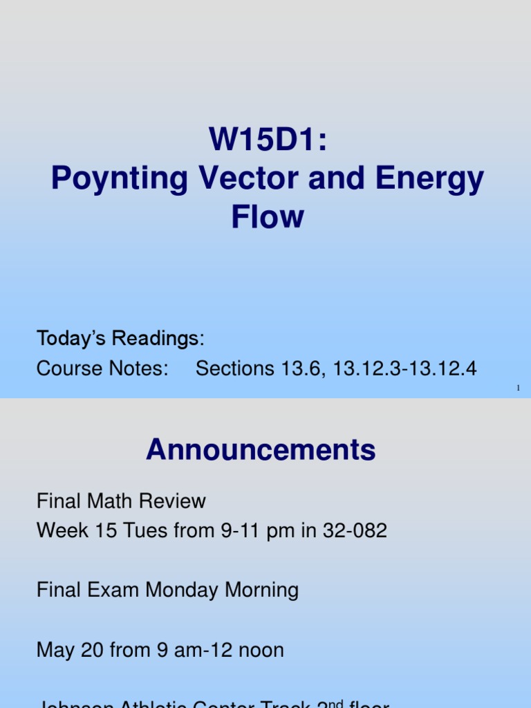 Poynting Vector and Energy Flow Concepts | PDF | Electromagnetic ...
