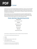 Choosing A Career: Career Planning 4 Step Planning Process