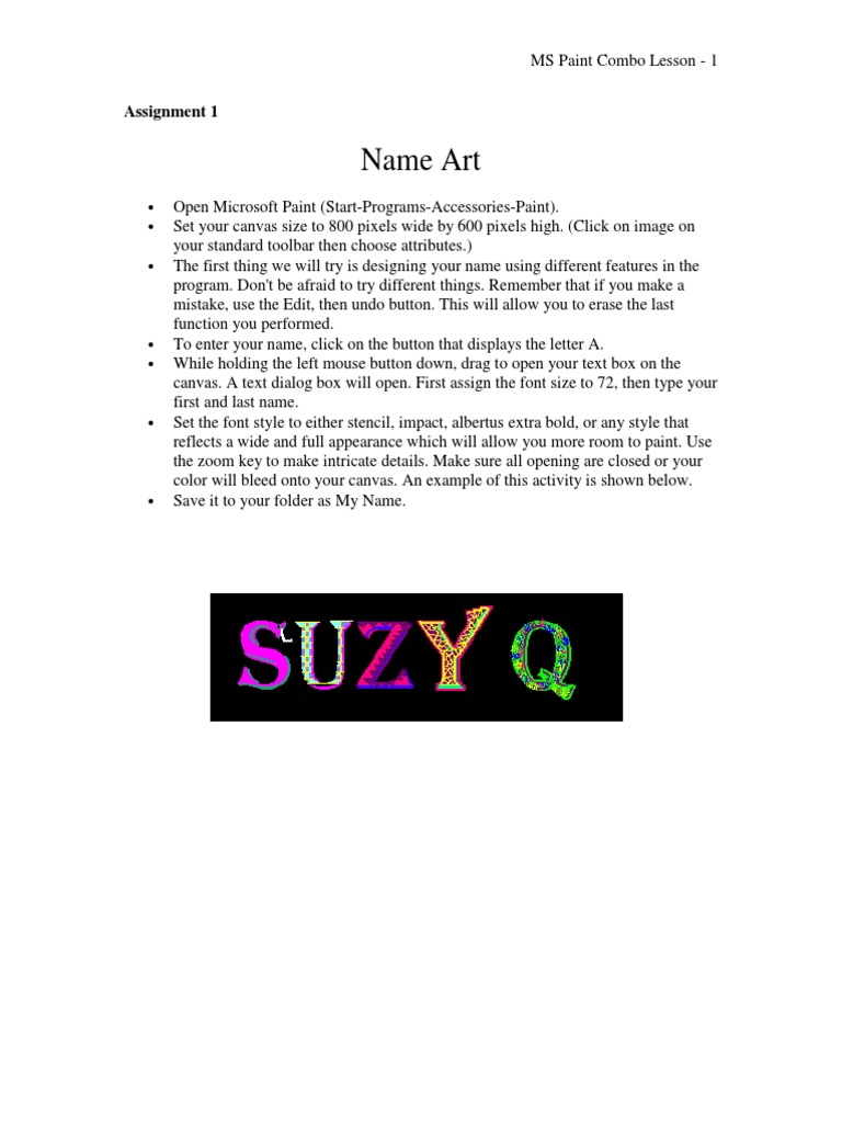MS Paint Assignments for Beginners | PDF | Rectangle | Shape