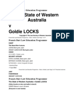 The State of Western Australia V Goldie LOCKS: Francis Burt Law Education Programme