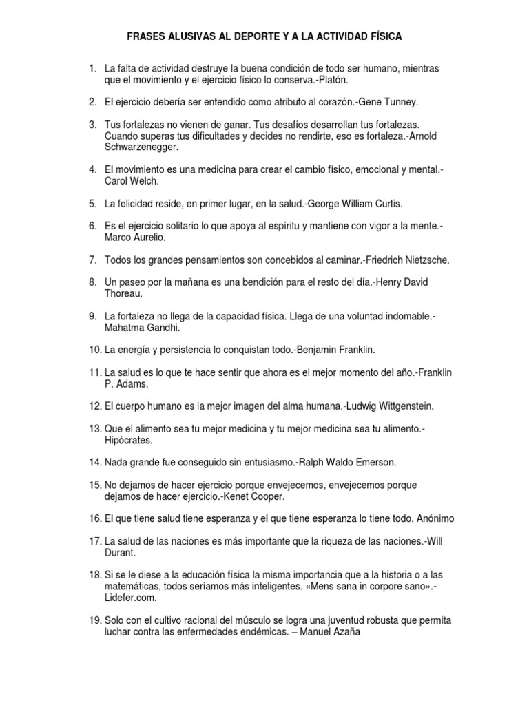 Frases Célebres Alusivas Al Deporte y A La Actividad Física | PDF | Deportes, image size:768x1024
