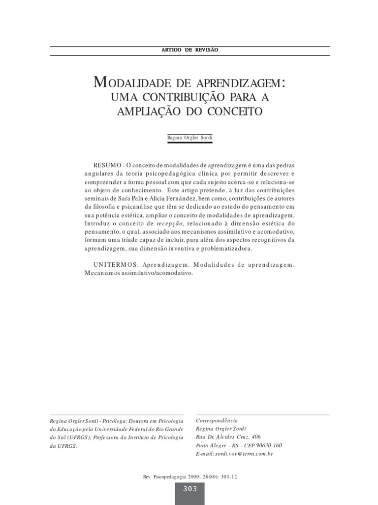 Modalidades de Aprendizagem Ampliadas | PDF | Processos mentais ...